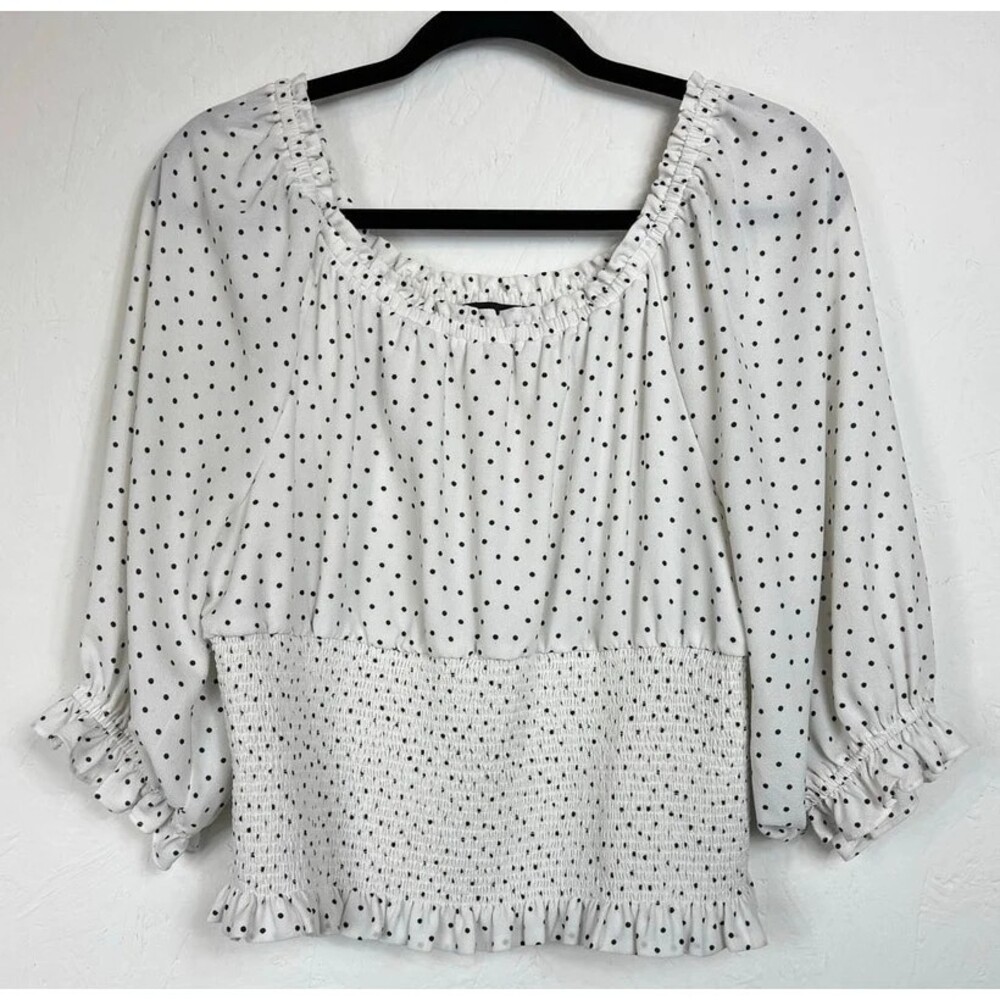 1. State White & Black 3/4 Sleeve Blouse Women's Size XL